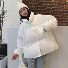 Load image into Gallery viewer, Winter Jacket Women Stand Collar Solid Black White Female