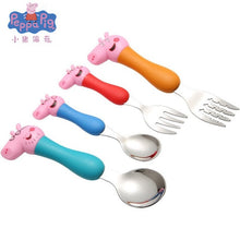 Load image into Gallery viewer, Peppa Pig toy Tableware Spoon Cross Fork Soup Spoon Set Dining Lunch George Action Figures Anime Figures Toys for Children Gift