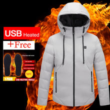 Load image into Gallery viewer, USB Smart Electric Heated Hooded Men Women Cotton Jackets Thicken Winter Down Jacket 2019 New Hiking Outdoor Clothing