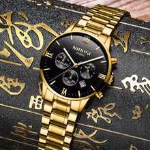 Load image into Gallery viewer, Top brand men's golden watch quartz wrist watch for business man