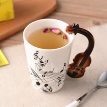 Load image into Gallery viewer, Creative Music Violin Style Guitar Ceramic Mug Coffee Tea Milk Stave Cups with Handle Coffee Mug Novelty Gifts