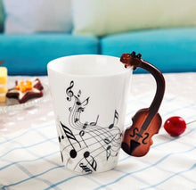 Load image into Gallery viewer, Creative Music Violin Style Guitar Ceramic Mug Coffee Tea Milk Stave Cups with Handle Coffee Mug Novelty Gifts