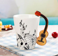 Load image into Gallery viewer, Creative Music Violin Style Guitar Ceramic Mug Coffee Tea Milk Stave Cups with Handle Coffee Mug Novelty Gifts