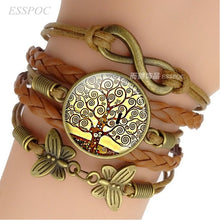 Load image into Gallery viewer, Bracelet Handmade Infinity Leather Charm Bracelets Klimt Art Jewelry Valentine Gift